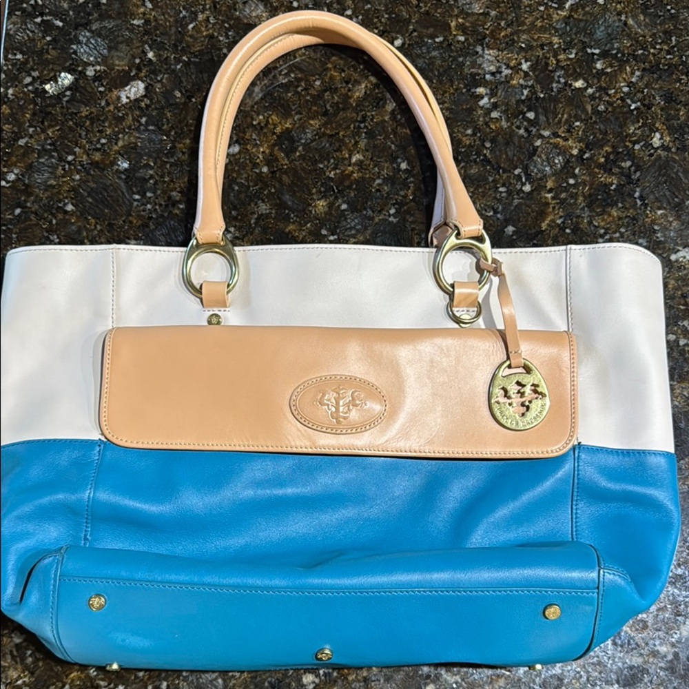 Elegant Tricolor Leather Tote Bag